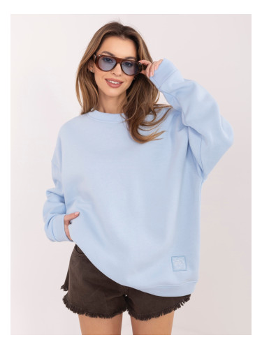 Пастелно син оувърсайз суичър с качулка