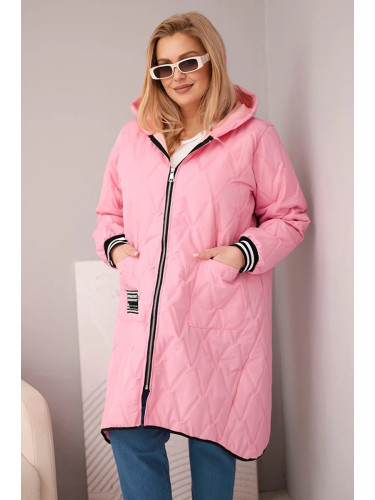 Ватирано яке с качулка Kesi Włoski, светло розово