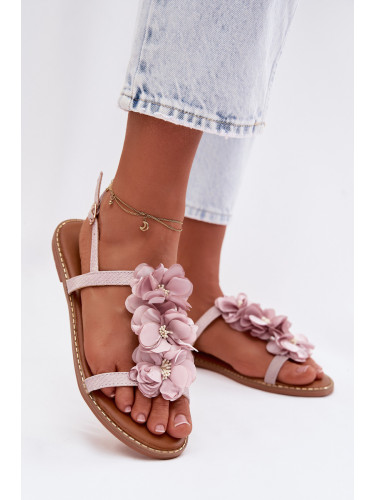 Дамски сандали с цветя, лилави Noemia