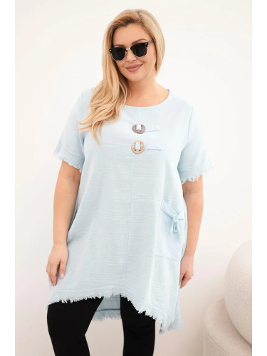 Памучна рокля Kesi Włoski с големи размери, удължен гръб и джоб