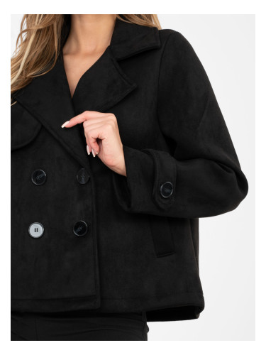 Черно преходно палто с джобове