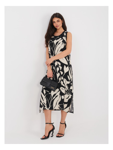 Черна лятна рокля с флорален мотив