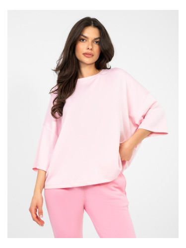 Пастелно розова блуза с къс ръкав