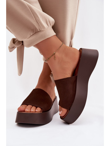 Дамски сандали на платформа шоколад Liorisse