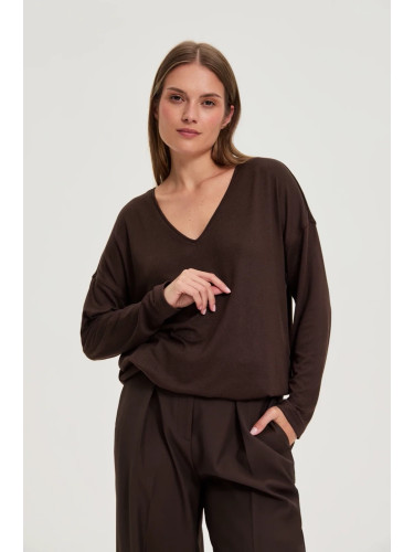 Дамски кафяв пуловер Marisse