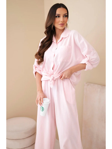 Дамски комплект Kesi Włoski с вратовръзка в пудрово розово