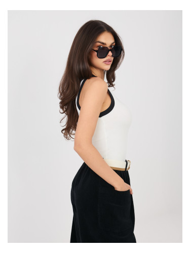 Бял къс топ без ръкави