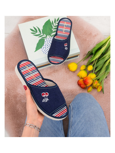 Дамски чехли Natural Style NS-094, тъмносини райета