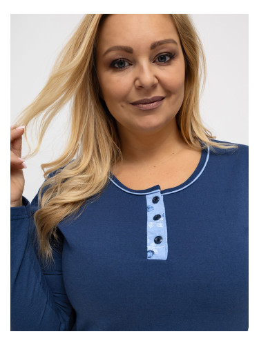 Дамска памучна пижама в тъмносиньо