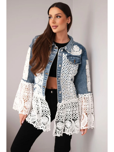 Дамско дънково яке с дантела