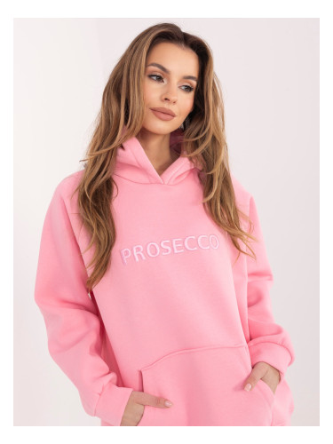 Дамски суитшърт с овърсайз размер в розов цвят