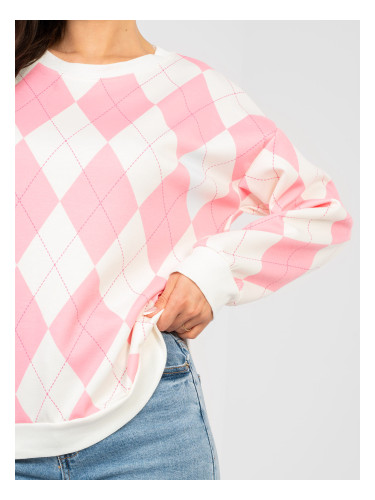 Розов оувърсайз суитшърт с ромбове