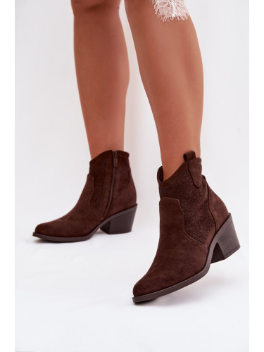 Дамски перфорирани боти до глезена с токчета S. BARSKI