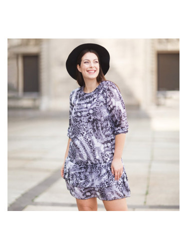 Дамска лилава рокля с релеф