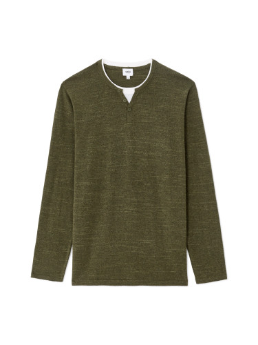 Мъжки пуловер с яка тип „хенли“