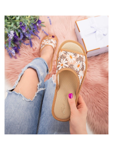 Дамски чехли Natural Style NS-018 кафяво-бежови