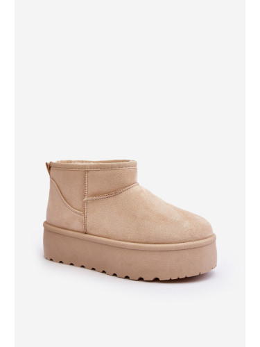 Дамски снежни ботуши на платформа, светло бежови