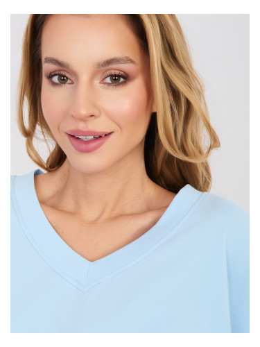 Пастелно синя дамска блуза