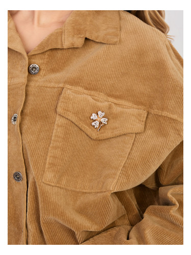 Камилско яке от щраус с яка