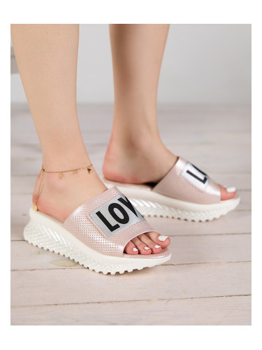 Дамски чехли с брокат Resti Pink