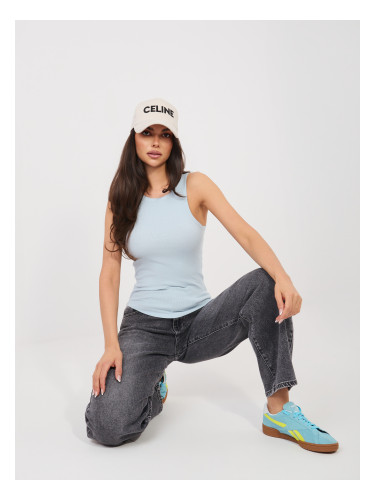 Дамски син топ без презрамки