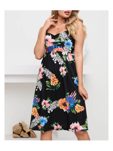 Черна мини рокля Resti с флорални мотиви