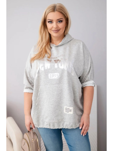 Дамски суичър с качулка от вискоза, големи размери Kesi