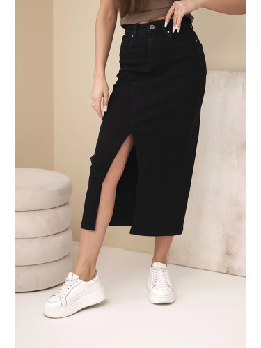 Дамска дънкова миди пола с висока талия