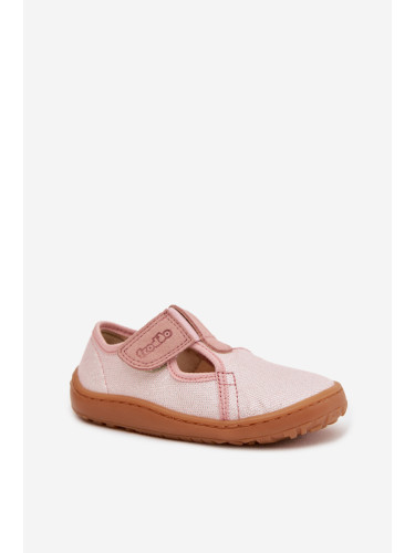 Детски домашни обувки с велкро блестящи Barefoot Froddo Cannvas