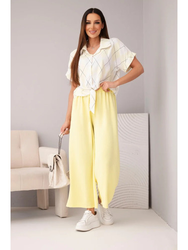 Дамски комплект от вискозна риза и панталон