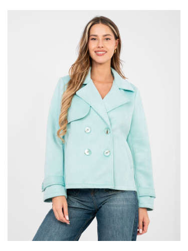 Късо палто в цвят мента с яка
