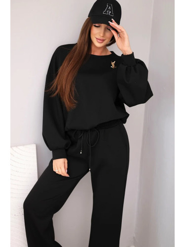 Дамски комплект с брошка и прав панталон