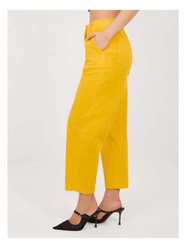 Жълти кадифени панталони с плисета