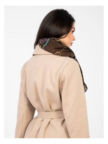 Кафяв дамски шал с щампа