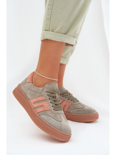 Дамски маратонки от естествен велур, зелени Delyssia