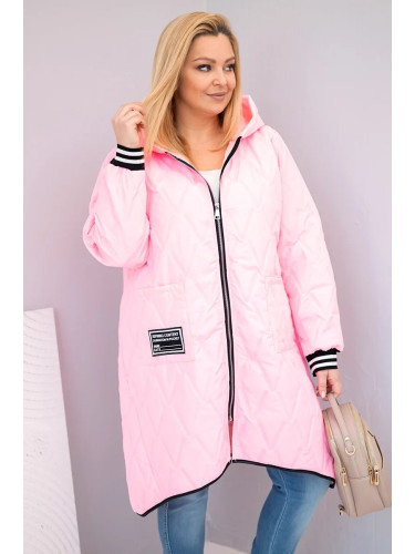 Дамско ватирано яке с качулка, големи размери Kesi Włoski