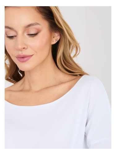 Бяла дамска блуза с 3/4 ръкави