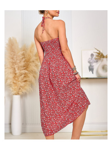 Дамска рокля с флорален принт и миди кройка