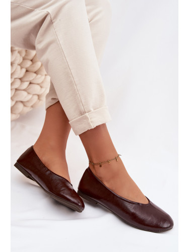 Лачени балерини в шоколадов цвят