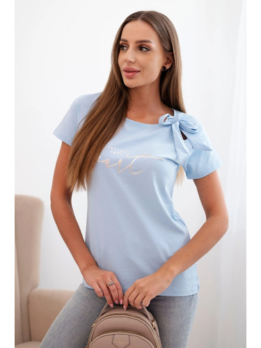 Дамска памучна блуза Kesi с панделка, синя