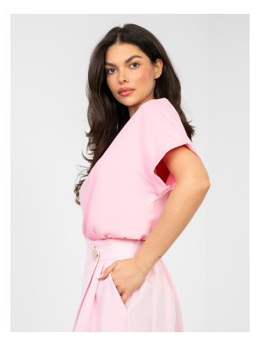 Пастелно розова блуза с голям размер