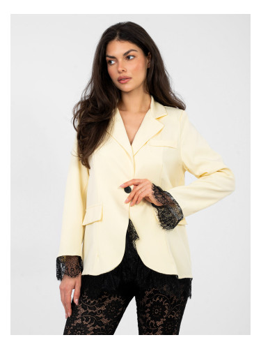 Жълт блейзър с дантелени детайли