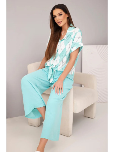 Дамски комплект Kesi от вискозна риза и панталон
