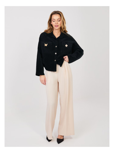 Черно яке от щраус с джобове