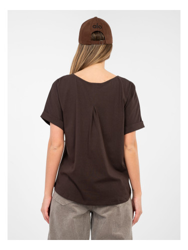 Кафява блуза с къс ръкав