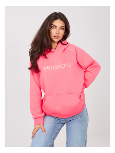 Флуо розов суичър с качулка