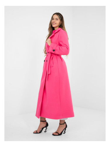 Двуредно розово палто с джобове