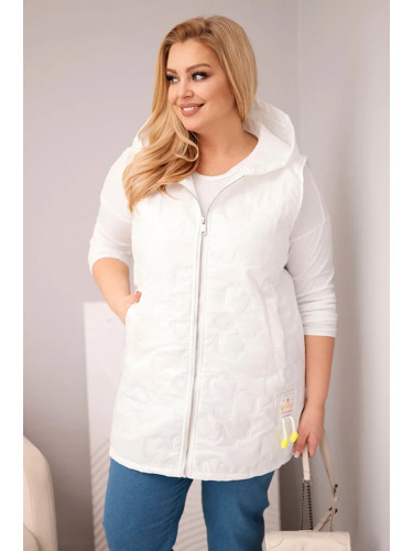 Дамски елек с качулка Kesi Plus Size, бял