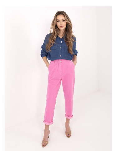 Тъмно розови кадифени панталони от хартиена торбичка