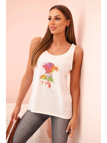 Дамски топ с презрамки и флорален мотив